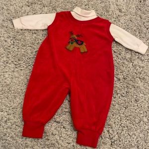 Great Guy Velour Christmas Reindeer Romper, Size 6/9 Months